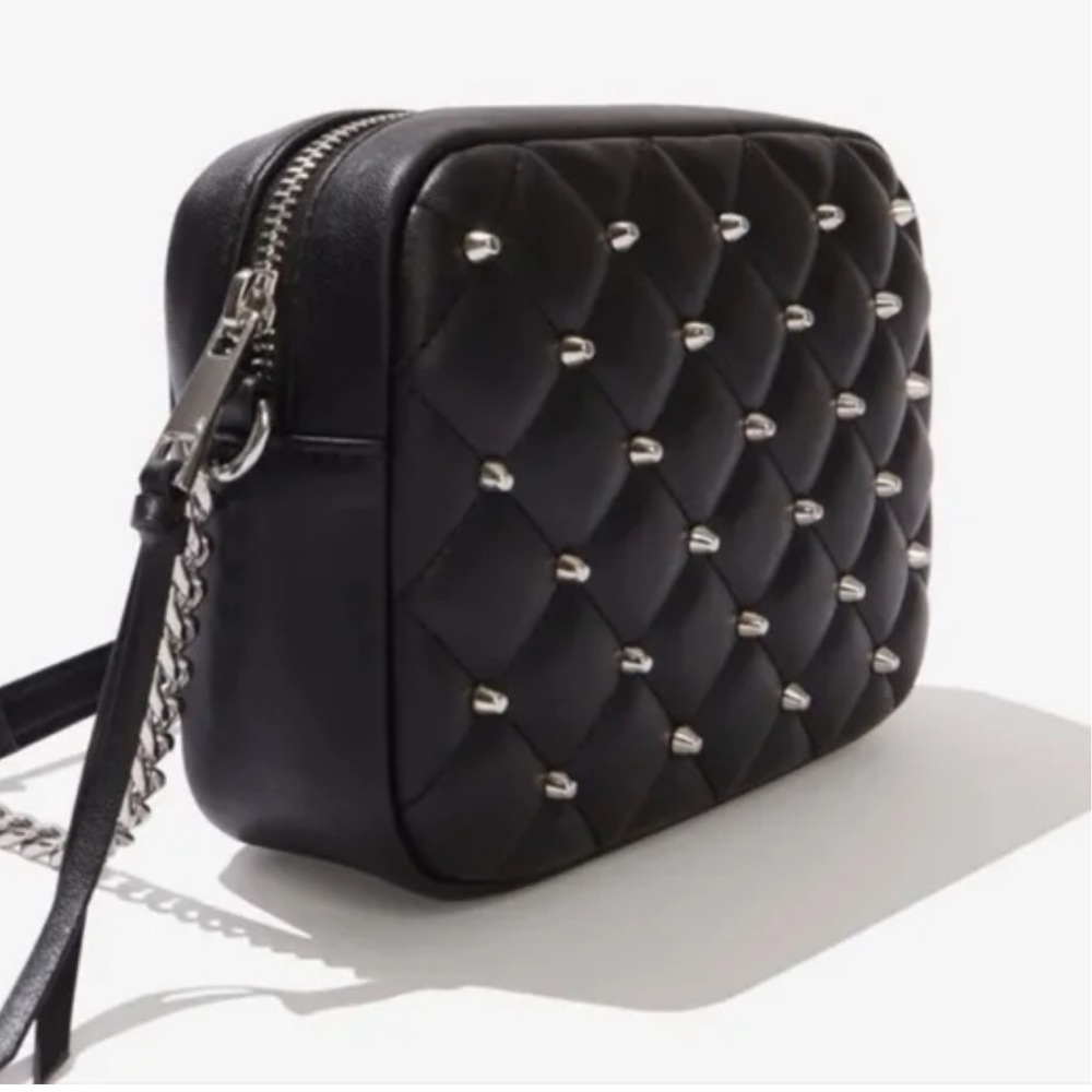 Rebecca Minkoff Black and Silver Quilted Crossbody Bag in Vegan Leather NWOT